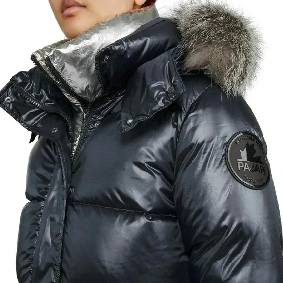 PAJAR DOWN FILL ARCTIC REMOVABLE FAUXFUR TRIM HOOD PUFFER JACKET GRAPHITE/SILVER - Picture 4 of 16